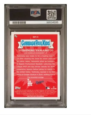 2024 BOWMAN CHROME BOWMAN GARBAGE PAIL KIDS BGP21 YOSHINOBU YAMAMOTO DODGING YAMAMOTO back